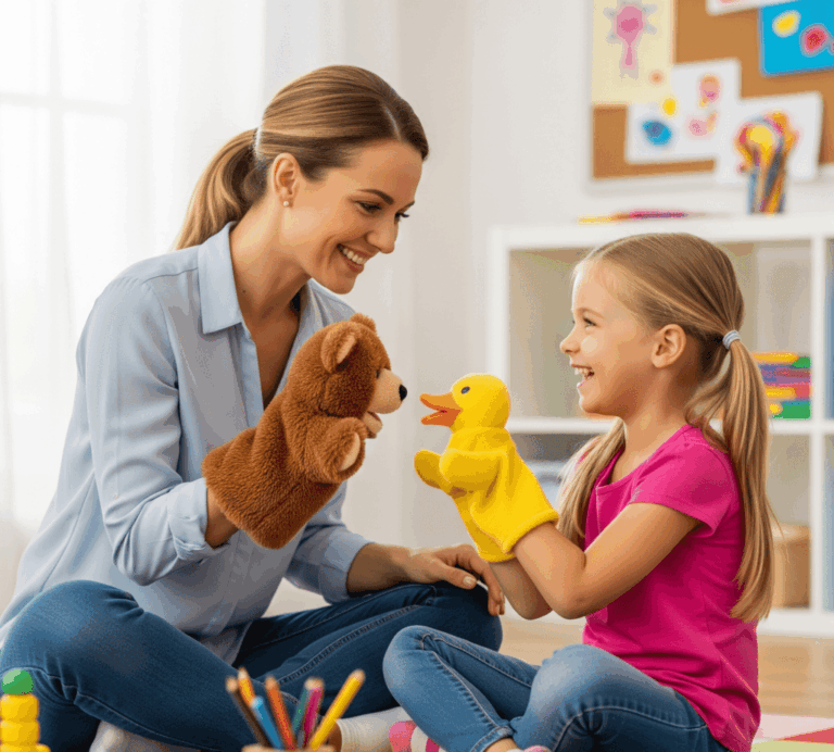 Sesión de terapia emocional para niños con especialista