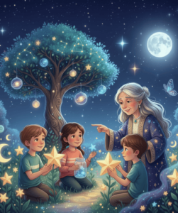 Jardín mágico en un cuento infantil sobre gestión emocional