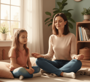 niña aprendiendo con su madre cómo enseñar a los niños a gestionar sus emociones
