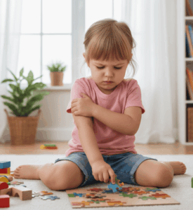 Niña aprendiendo a manejar la frustración infantil en CDMX