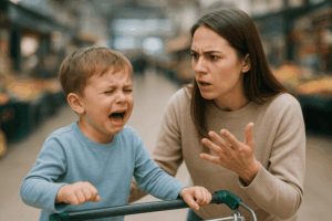 Niño mostrando conducta desafiante y estrategias de manejo en público